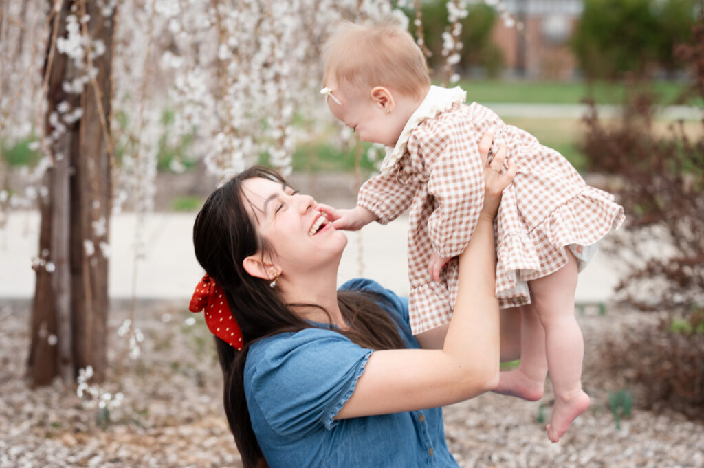 Mom and daughter together wearing coordinating outfits for a Salt Lake City Family Photo session